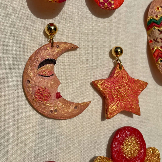 Crescent Blissful Moon ~ Mismatched Earrings